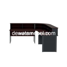 Meja Kantor Size 120 - MP 120 + MP 120 + MP RC 120 + MP RC 120 + MP RC 075 + Metal Pole / Mahogany 